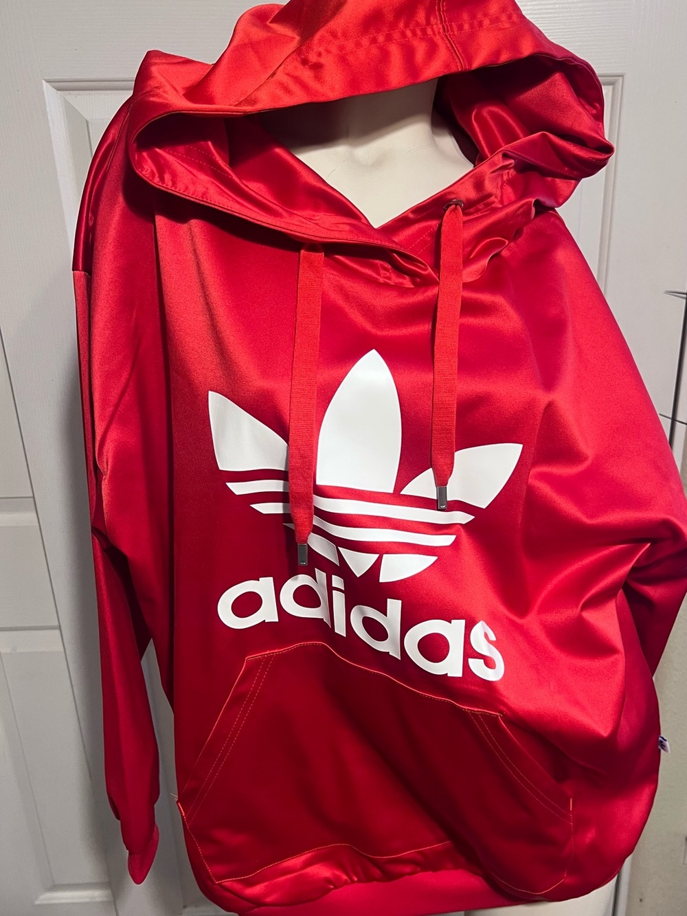 Women’s Adidas originals Red hoodie. Lightweight, nylon/ polyester material